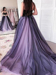 Sweetheart Tulle Prom Dresses A-line Appliqued Evening Dresses TP1002