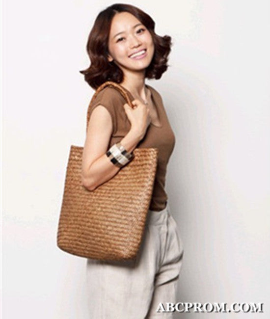 Handmade Beach Weave Bag, Simple Shoulder Bag, Weave Grass Handbag, Weave Grass Shoulder Bag