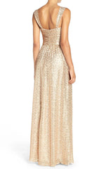 Straps Sweetheart Sequin Long Bridesmaid Dress Prom Gown