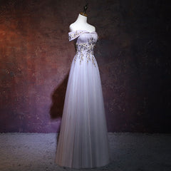 Beautiful Light Grey Long Prom Dress, Grey Party Dress