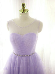 Cute Lavender Homecoming Dress with Belt, Lovely Short Prom Dress