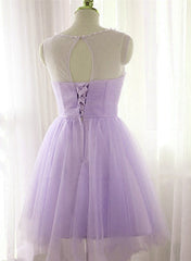 Cute Lavender Homecoming Dress with Belt, Lovely Short Prom Dress