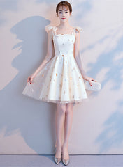 Lovely Ivory Short Party Dress Homecoming Dress, Ivory Simple Short Prom Dress