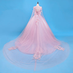 Beautiful Pink Flowers Long Formal Dresses, Pink Sweet 16 Gown Party Dresses