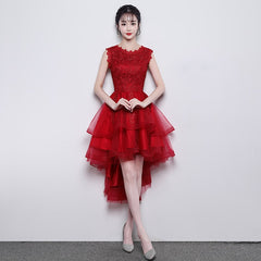 Cute Red High Low Dress, Red Party Dress , Homecoming Dress
