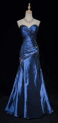 Sexy Sweetheart Sleeveless Mermaid Satin Long Prom Dresses For Party HZ1024