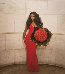Sexy Red Strap Deep V Neck Sequin Mermaid Floor Length Ball Gown Evening Dress HZ1024