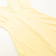 Elegant light yellow strap V-neck slit prom dress evening dress HZ1024