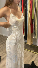 Simple Ivory Off-Shoulder Sleeveless Backless Mermaid Long Formal Prom Dress Evening Gown HZ1024