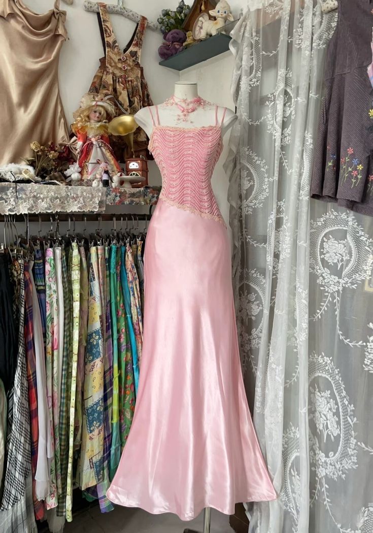 Vintage Spaghetti Strap Satin Beaded Mermaid Long Prom Dress Evening Dress HZ1024