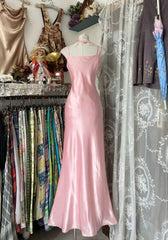 Vintage Spaghetti Strap Satin Beaded Mermaid Long Prom Dress Evening Dress HZ1024