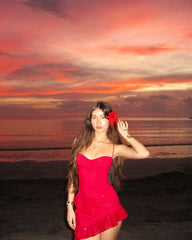 Sexy Spaghetti Strap Red Ruffle Short Prom Dress Party Dress HZ1024