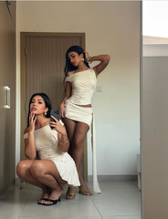 Sexy Ivory One Shoulder A-Line Mini Party Dress Homecoming Dress HZ1024