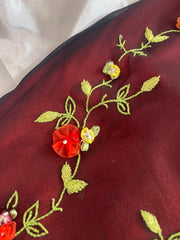 Sexy Burgundy Off-the-shoulder Sleeveless Embroidered Ball Gown Evening Dress HZ1024