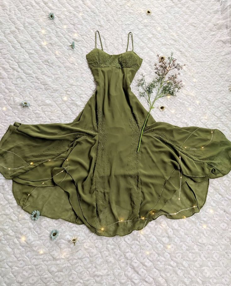 Soft Classic Strapless Sleeveless A-Line Green Beaded Chiffon Ball Gown Evening Dress HZ1024