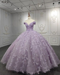 Gorgeous A-line purple tutu off-the-shoulder floral dress with tail prom dress evening dress HZ1024
