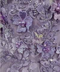 Gorgeous A-line purple tutu off-the-shoulder floral dress with tail prom dress evening dress HZ1024