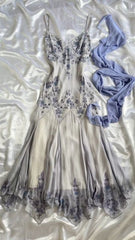 Vintage Strapless Sleeveless Beaded Chiffon Prom Dress Evening Dress HZ1024