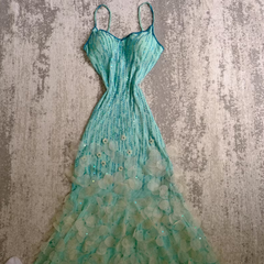 Beautiful Spaghetti Strap V Neck Beaded Backless Mermaid Floor Length Prom Dress Evening Dress HZ1024