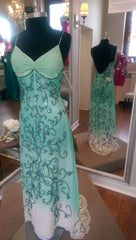 Vintage Strapless V-Neck Backless Sequin Chiffon Long Mermaid Prom Dress Evening Dress HZ1024