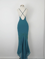 Vintage Strapless V-Neck Beaded Mermaid Chiffon Prom Dress Evening Dress HZ1024