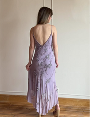 Vintage Purple Strapless Beaded Backless Chiffon Prom Dress Evening Dress HZ1024
