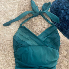 Beautiful Gradient Blue Halter Neck V Neck Chiffon Mini Party Dress Homecoming Dress HZ1024