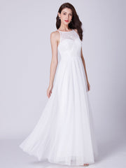 Whire A-Line/Princess Floor-Length Chiffon Long Bridesmaid Dress