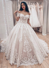 New Off-the-Shoulder Lace Bridal Wedding Dresses