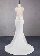 Trumpet/Mermaid Beading Satin Wedding Dresses