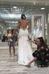 Trumpet/Mermaid  Lace Spaghetti Straps Wedding Dresses