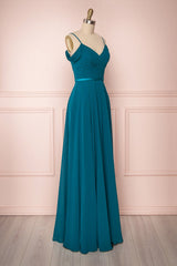 Spaghetti Straps Chiffon V-neck Bridesmaids Dresses