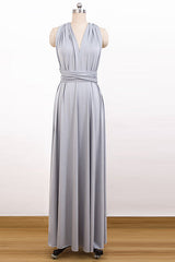 V-neck Chiffon Long Convertible Bridesmaids Dresses