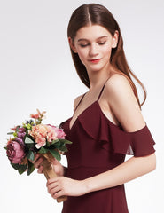 Spaghetti Straps Chiffon Long Bridesmaids Dresses 2019