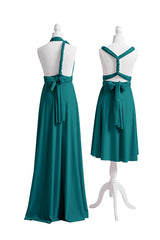 Sleeveless Halter Modest Chiffon Convertible Bridesmaids Dresses