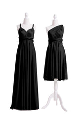 A-Line/Princess Black Convertible Long Bridesmaids Dresses