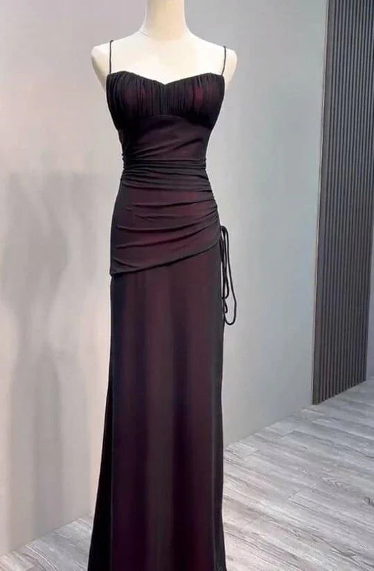 Aimishang Dress Wholesale Black And Red Mermaid Straps Long Evening Paty Dress Prom Dress With Slit