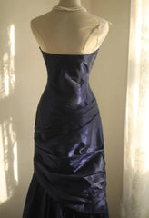 Vintage Long Evening Gown Strapless Taffeta Dresses for Party Events