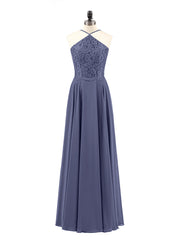 Lace and Chiffon Bridesmaid Dress-Stormy