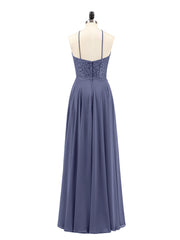 Lace and Chiffon Bridesmaid Dress-Stormy