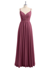 Chiffon Bridesmaid Dresses with Spaghetti Straps-Mulberry