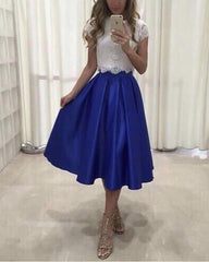 Tea Length Bridesmaid Dresses Lace Crop Top