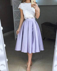 Tea Length Bridesmaid Dresses Lace Crop Top