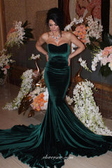 Teal Emerald Green Sweetheart Strapless Mermaid Evening Dresses, CP0685
