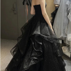 Broderie florale de luxe longue robes de soirée de bal noir