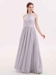 Halter Long Gown with Lace Bodice-Dusk