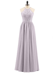 Halter Long Gown with Lace Bodice-Dusk