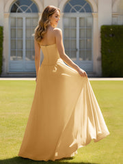 A-Line Sweetheart Chiffon Minimal Prom Dress Gold