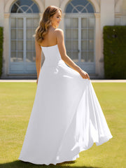 A-Line Sweetheart Chiffon Minimal Prom Dress White