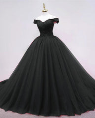 Tulle Ball Gown Lace Appliques Off The Shoulder Dresses